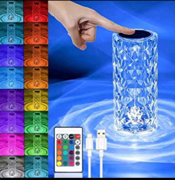 Crystal Diamond Table Lamp16 Color Changing Touch Control